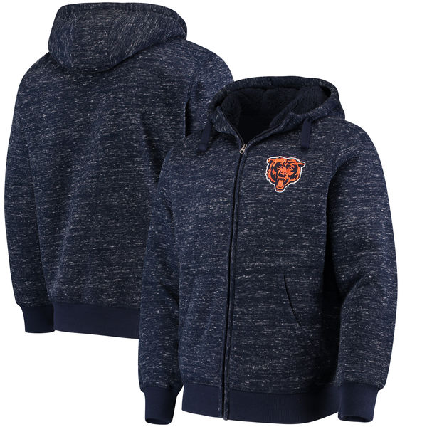 Men's Chicago Bears G-III Sports by Carl Banks Heathered Navy Discovery Sherpa Full-Zip NFL Jacket